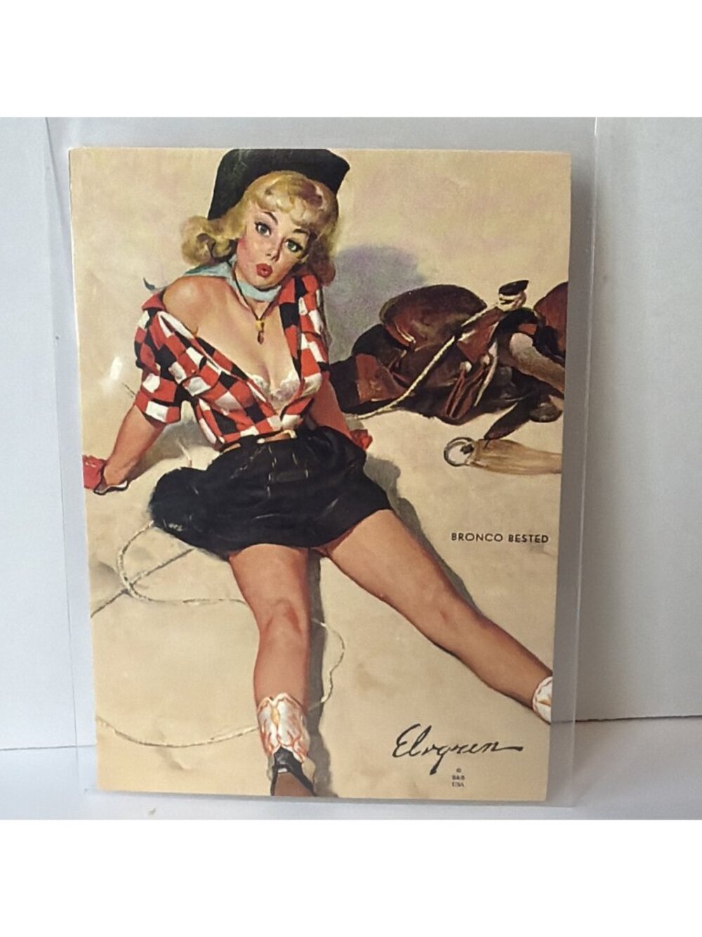 1993 Gil Elvgren Pinup Card #83 Bronco Bested Comic Images Calendar Man Cave Art